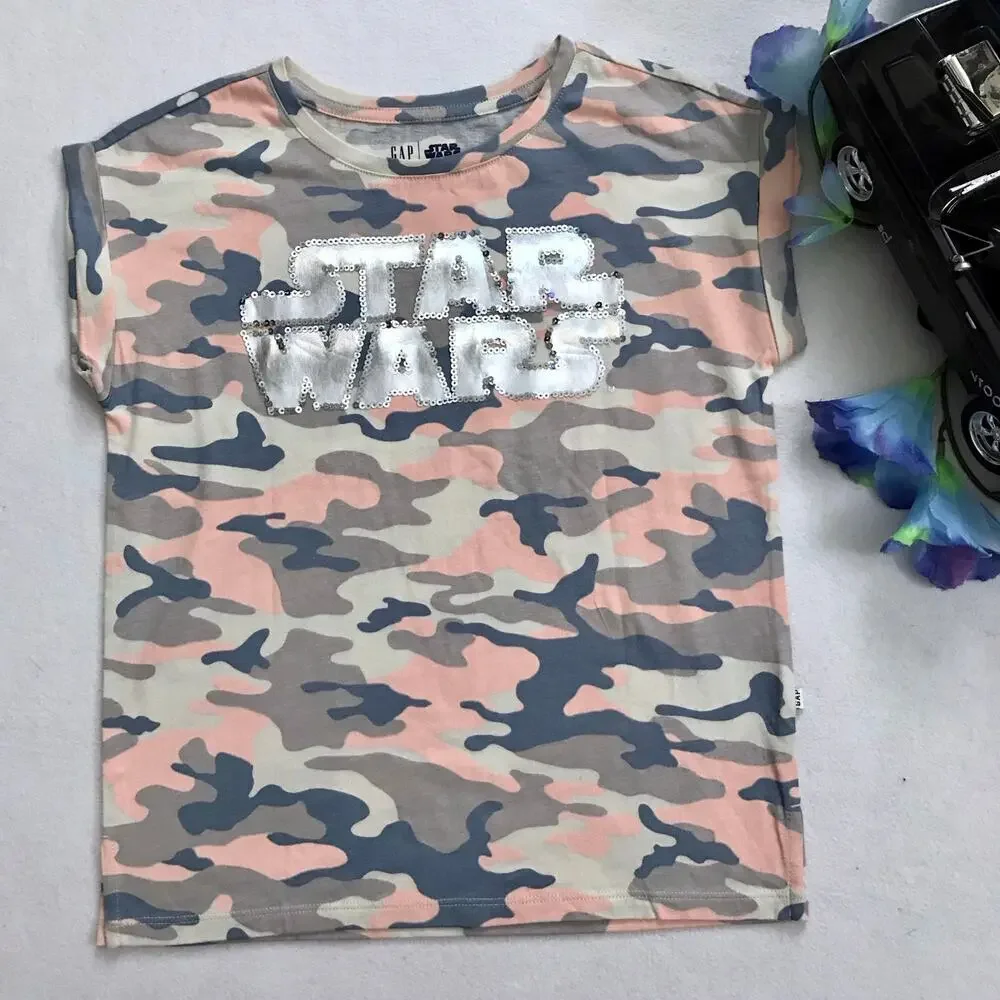 Gap Star Wars NWOT Camouflage Graphic Shirt Girls M (8)